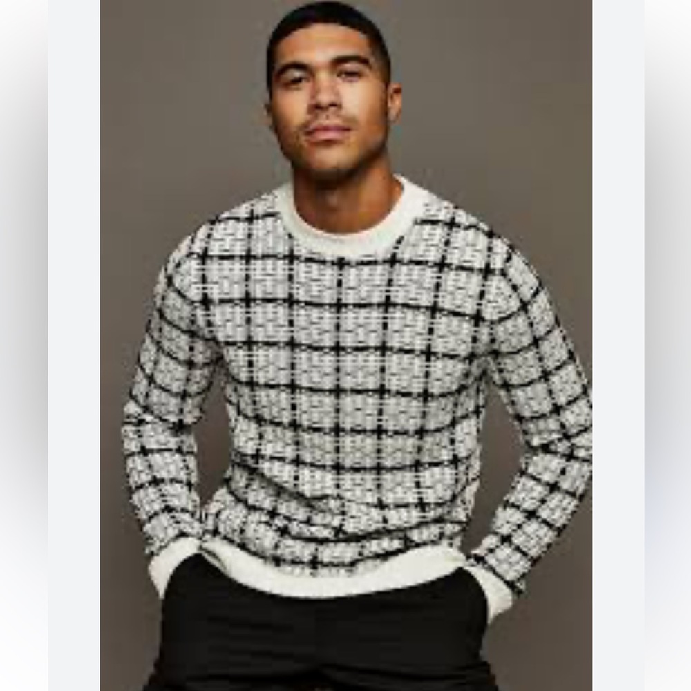 Topman ultra-soft checkered Crewneck Sweater
